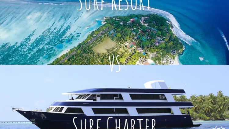 Title image - maldives surf charter vs surf resort