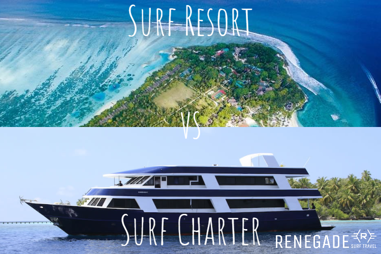 Title image - maldives surf charter vs surf resort